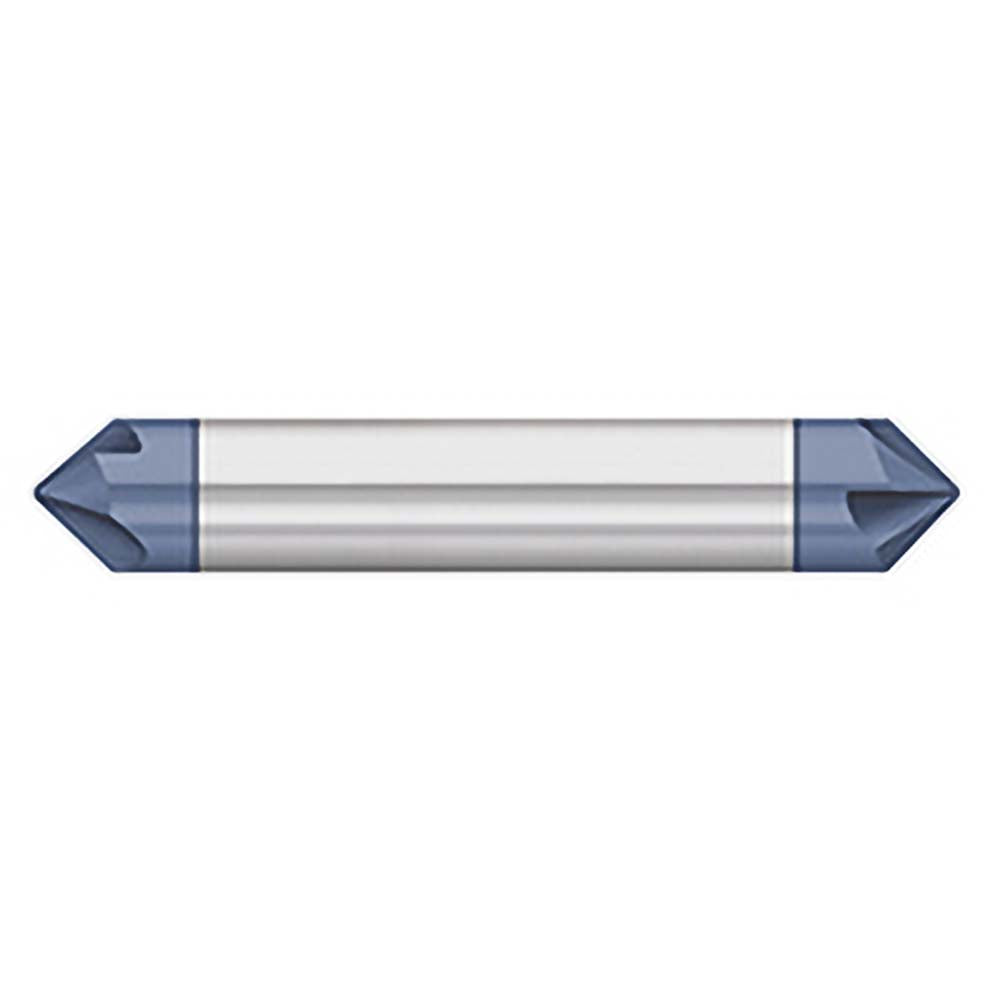 Titan USA TC88158 Chamfer Mill 3/8" Dia, 3/8" Shank Dia, 90 deg, 4 Flute, Solid Carbide, Double End