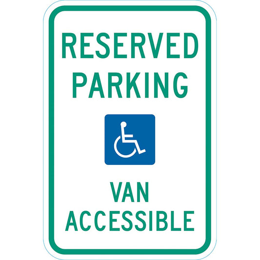 Lyle Signs T1-6247-HI12X18 ADA Traffic & Parking & Parking Lot Sign  Rectangle, " Reserved Parking (w HDCP SYM) Van Accessible,"