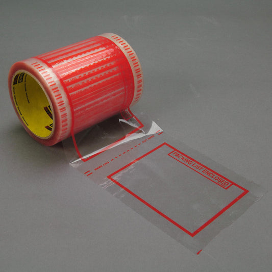 Scotch 7000123515 Packing Slip Pouches & Pockets Packing Slip Type Tape Roll  Imprint Description Packing List Enclosed  Color Clear with Red Border  Width (Inch) 6  Length (Inch) 5  Tape Number 829