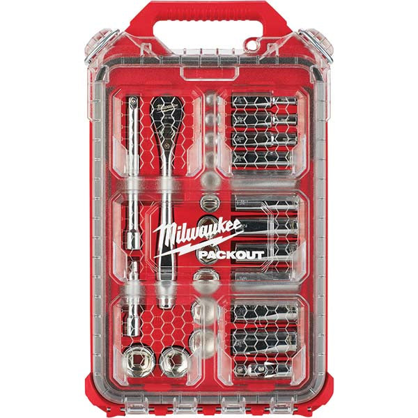 Milwaukee Tool 48-22-9481 Socket Set Ratchet & Socket Set, 28 Pc, 3/8" Drive, 1/4" Min, 3/4" Max