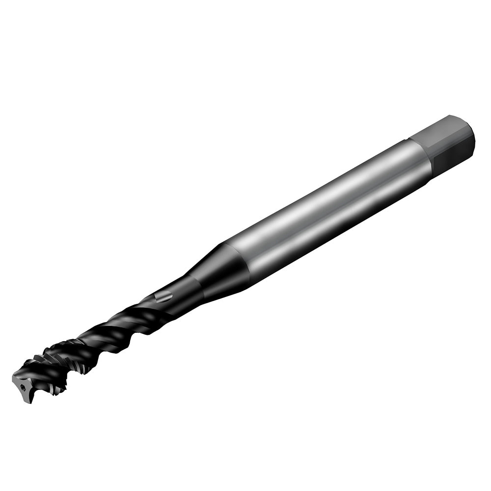 Sandvik Coromant 8055827 Spiral Flute Tap M10x1.5, DIN 371, 3 Flute, Modified Bottoming Chamfer, 6HX Class of Fit, Powdered Metal, TIALN Finish