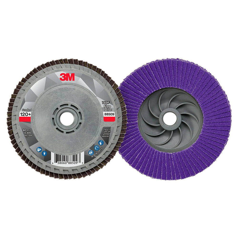 3M 7100243875 Flap Disc 4-1/2" Dia, 5/8-11 Hole, 120 Grit, Ceramic, Type 27