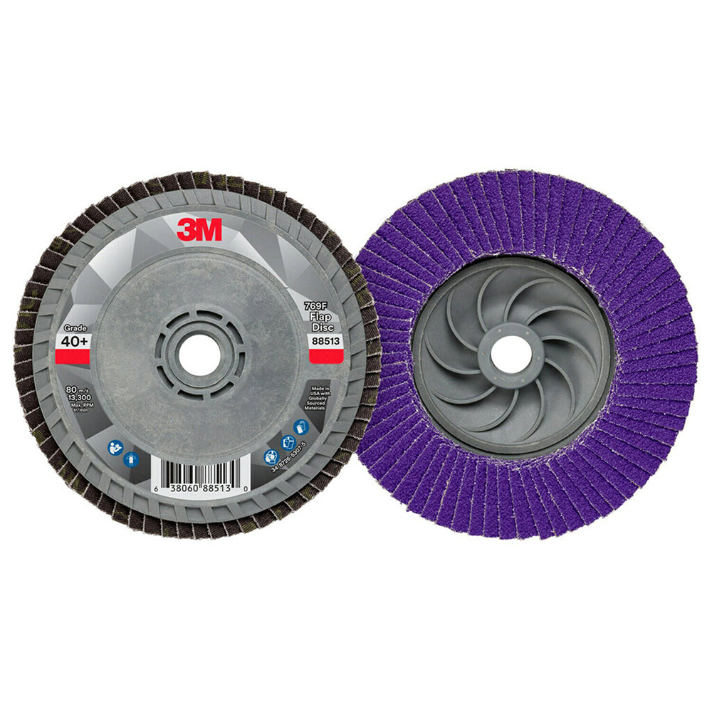 3M 7100244822 Flap Disc 4-1/2" Dia, 5/8-11 Hole, 40 Grit, Ceramic, Type 29