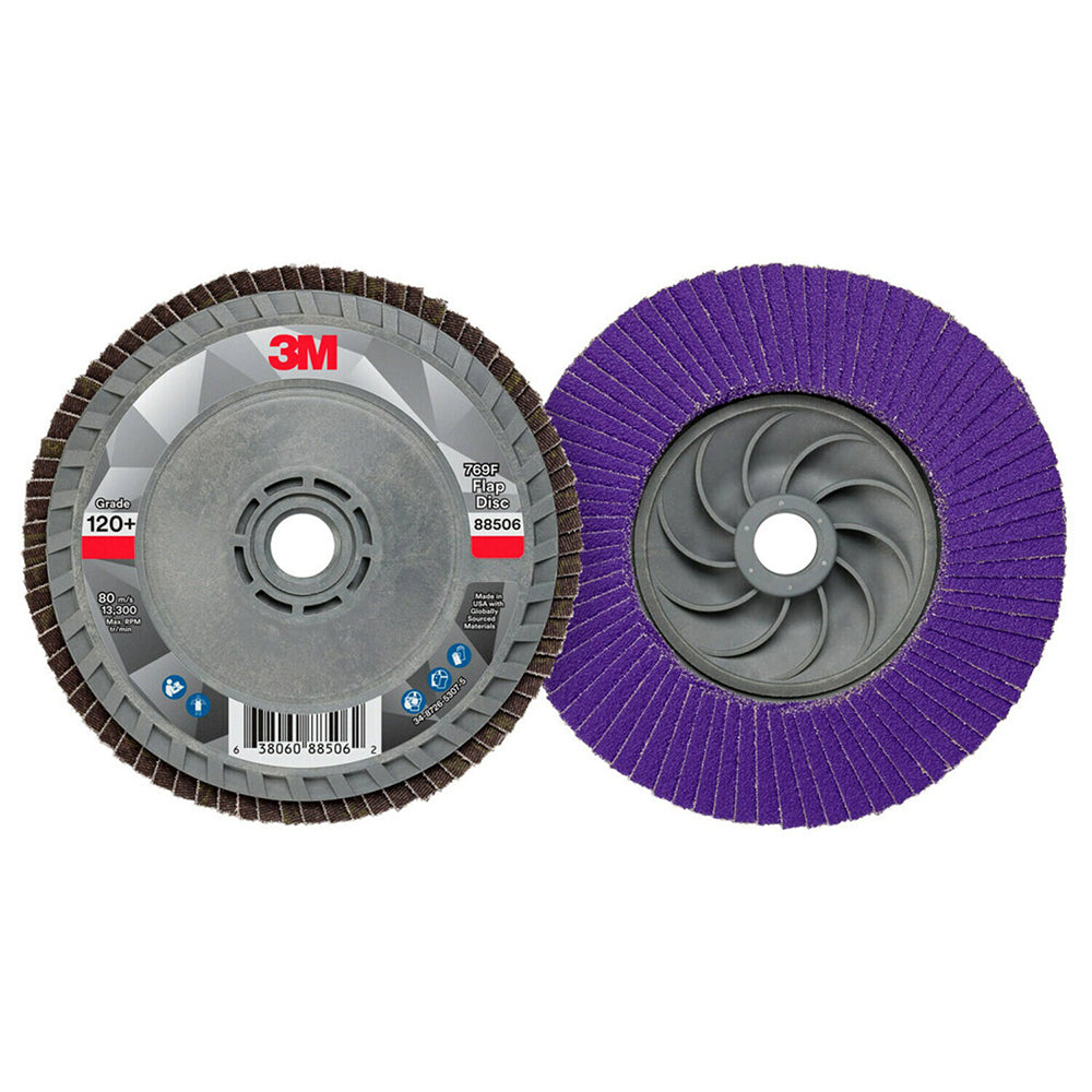 3M 7100242990 Flap Disc 4-1/2" Dia, 5/8-11 Hole, 120 Grit, Ceramic, Type 29
