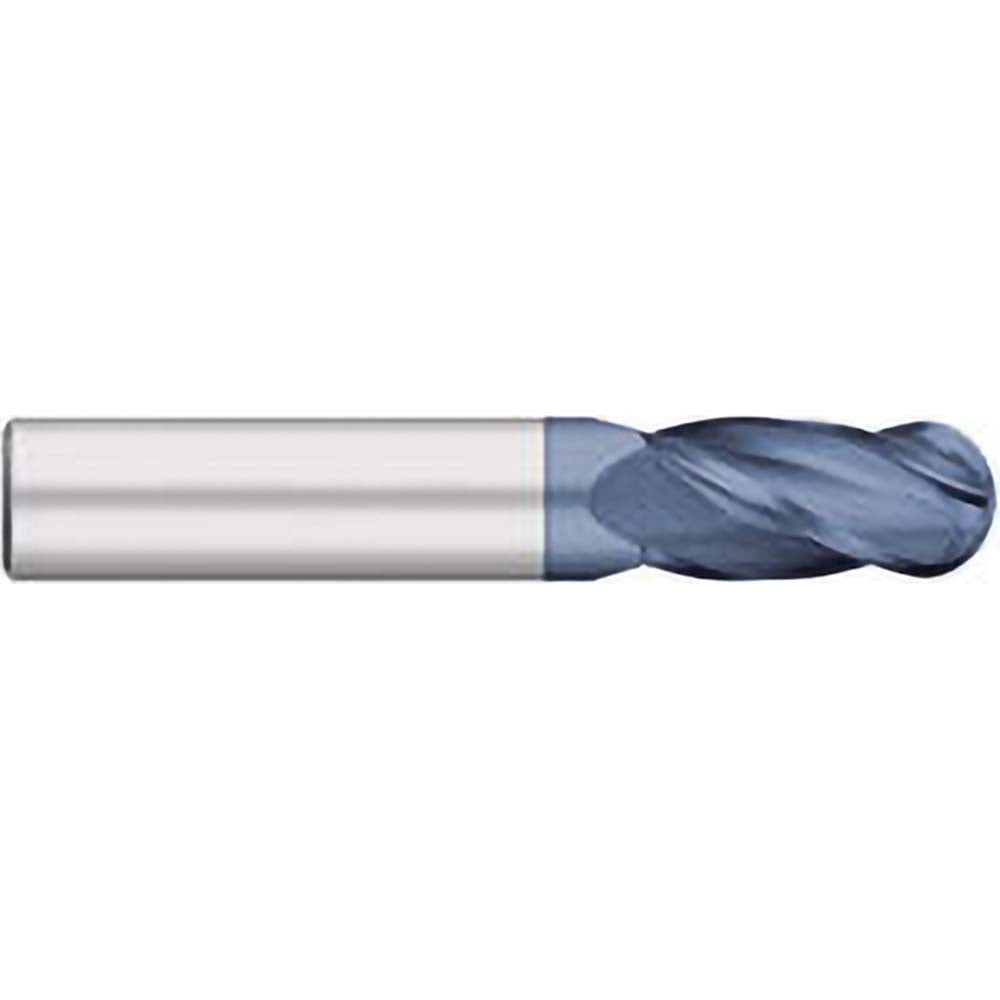 Titan USA TC12824 Ball End Mill 0.2559" Dia, 0.748" LOC, 4 Flute, Solid Carbide