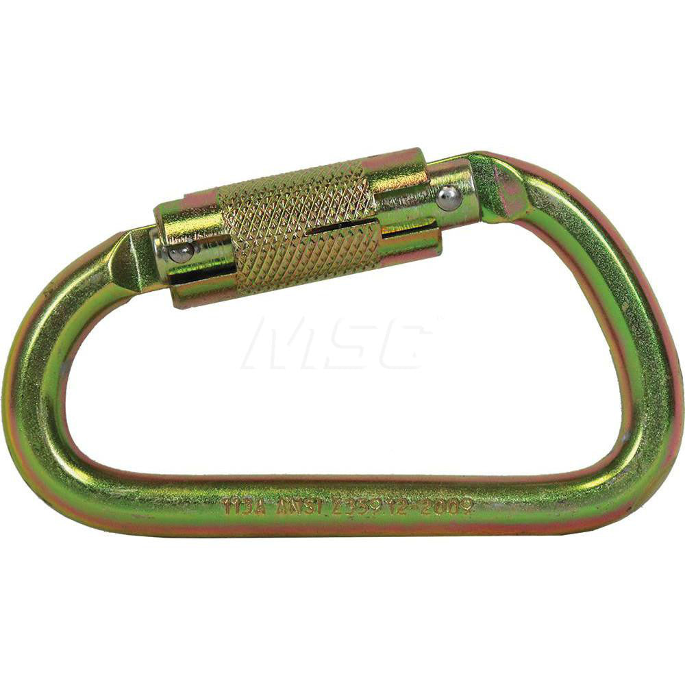 Safe Keeper PN113A-SK Carabiners Gate Type Auto Locking  Gate Width 0.84  Inside Length 4.7000  Narrow End Inside Width 2.7  Material Steel  