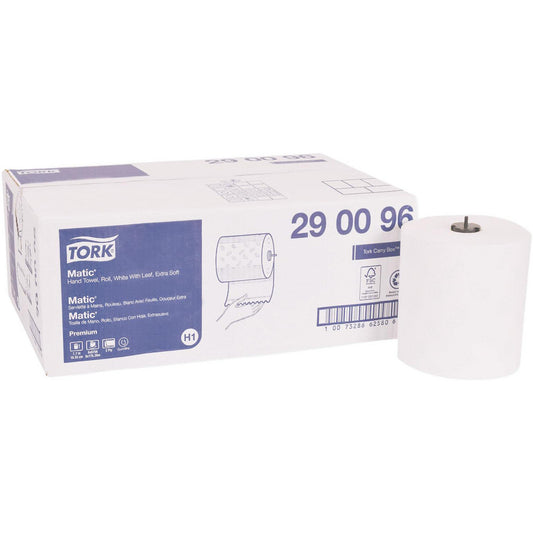 Tork 290096 Paper Towels Hard Roll, 6 Rolls per Case, Roll, 2.000 Ply, White, Recycled Fiber