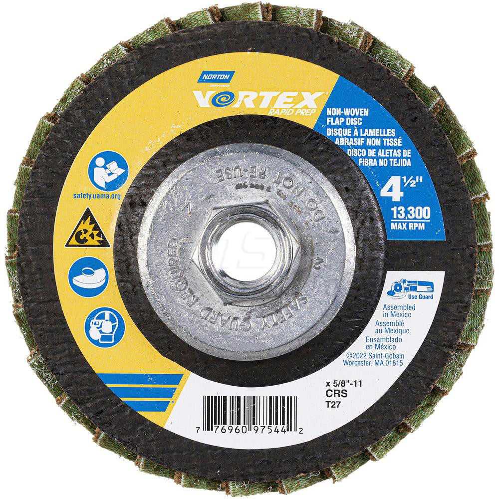 Norton 77696097544 Flap Disc 4-1/2" Dia, 5/8-11 Hole, Aluminum Oxide, Type 27