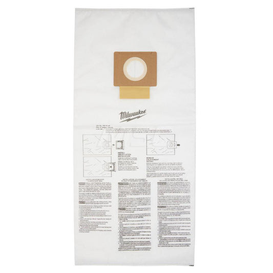 Milwaukee Tool 49-90-1999 Vacuum Cleaner Bags Bag Type Collection Bag  Pickup Type Dry Pickup Wet Pickup  Compatible Vacuum Type Drum-Top Vacuum Head  Compatible Vacuum Capacity 12  Material Cloth  Number Of Plys 1-Ply
