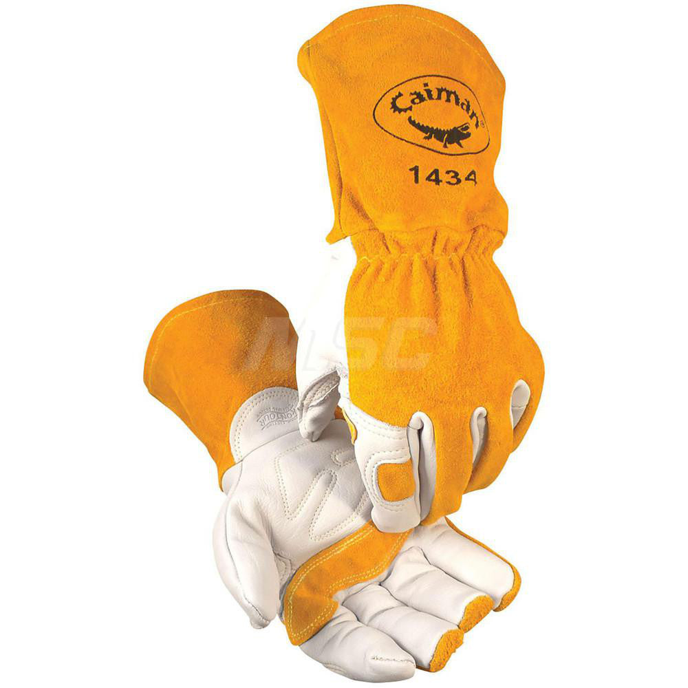 PIP 1434-5 Welding Gloves Caiman 1434, Size Large, Uncoated-Coated, Grain Cowhide Leather & Split Cowhide Leather, Pair