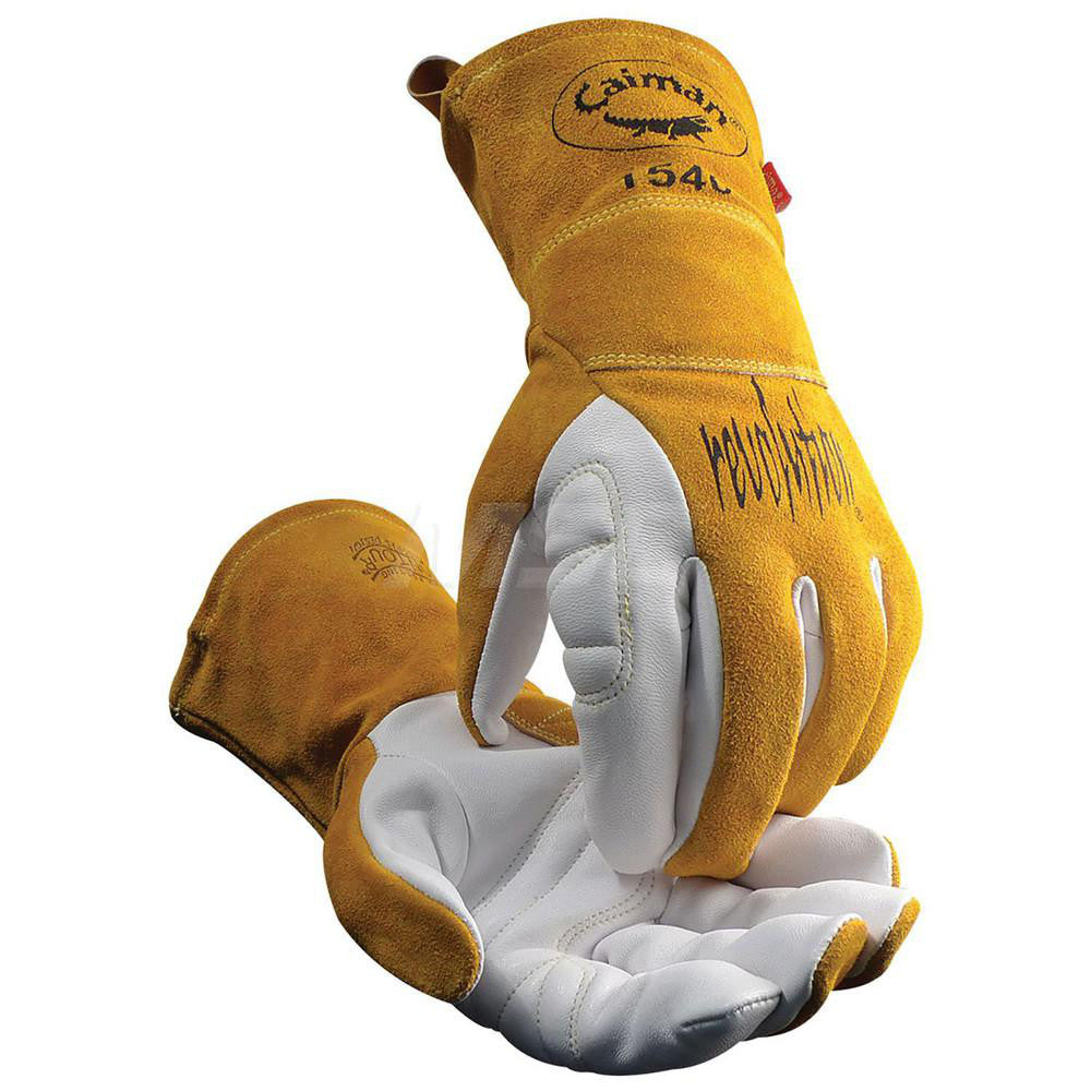 PIP 1540-3 Welding Gloves Caiman 1540, Size Small, Uncoated-Coated, Grain Goatskin Leather & Split Cowhide Leather, Pair
