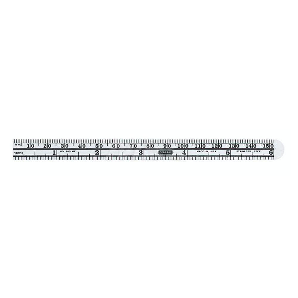General 305ME 6 inch Flexible Steel Ruler 16th inch. Graduations