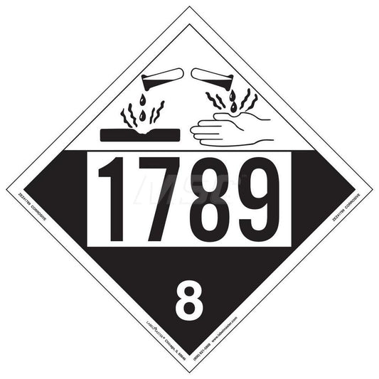 Labelmaster ZEZ41789 DOT Placards & Holders Legend Corrosive  Type Placard  Material Vinyl  Legend Color Black  Message or Graphic Corrosive  Compliance Specifications DOT 49 CFR 172.519