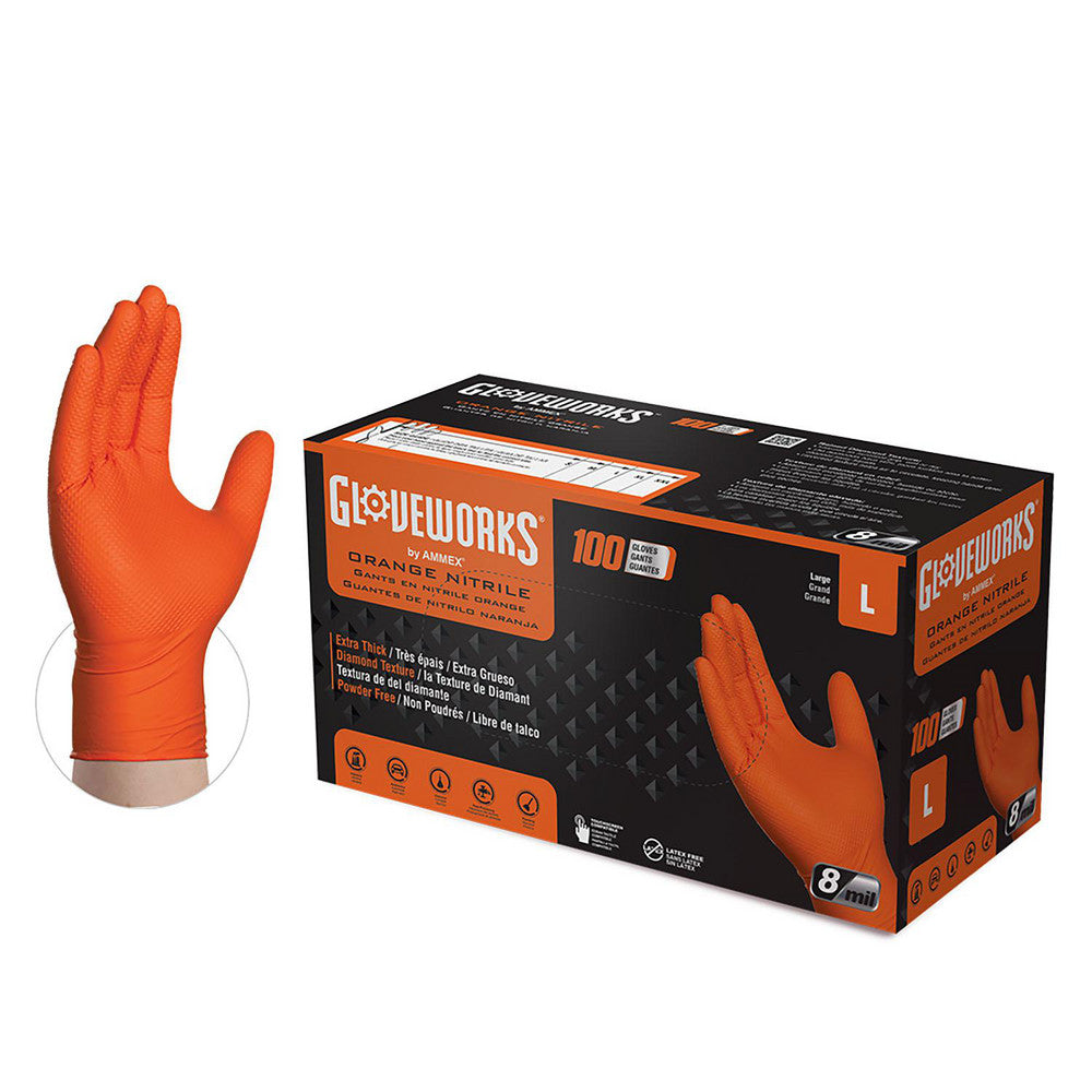 Gloveworks GWON48100 Disposable Gloves  8.0000 mil,  Nitrile,