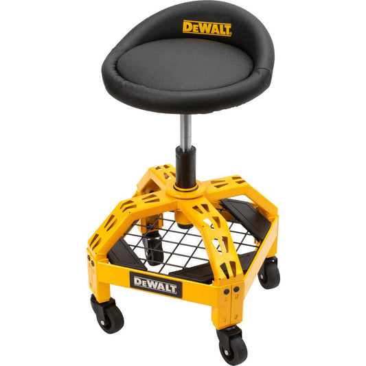 DeWALT 41562 Swivel & Adjustable Stools Base Type Steel  Seat Material Polyurethane Polyurethane Foam Foam Wood Steel  Foot Type Caster  Weight Capacity 300lb  Seat Color Black  Seat Width (Fractional Inch) 15-1/2