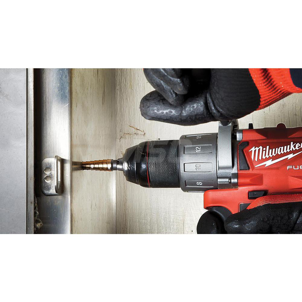 Milwaukee Tool 48-89-9281 Step Drill Bits 1/8" to 1/2" Hole Dia, 3/8" Shank Dia, Cobalt, 13 Hole Sizes