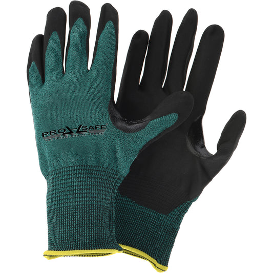 PRO-SAFE PS-2180/M Cut & Puncture Resistant Gloves Coating Material Nitrile  Coating Coverage Palm & Fingers  Glove Type Cut Resistant  Primary Material HPPE Blend  ANSI/ISEA Abrasion Resistance Level 5  Color Green