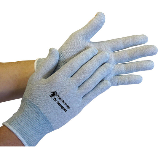 Transforming Technologies GL4504 Electrical Protection Gloves & Leather Protectors Size Large X-Large Primary Material Nylon Blend Material Nylon Blend Lining Material Unlined Back Material None Color Silver Grip Surface Smooth Men's Size Large Cuff Style Rolled Women