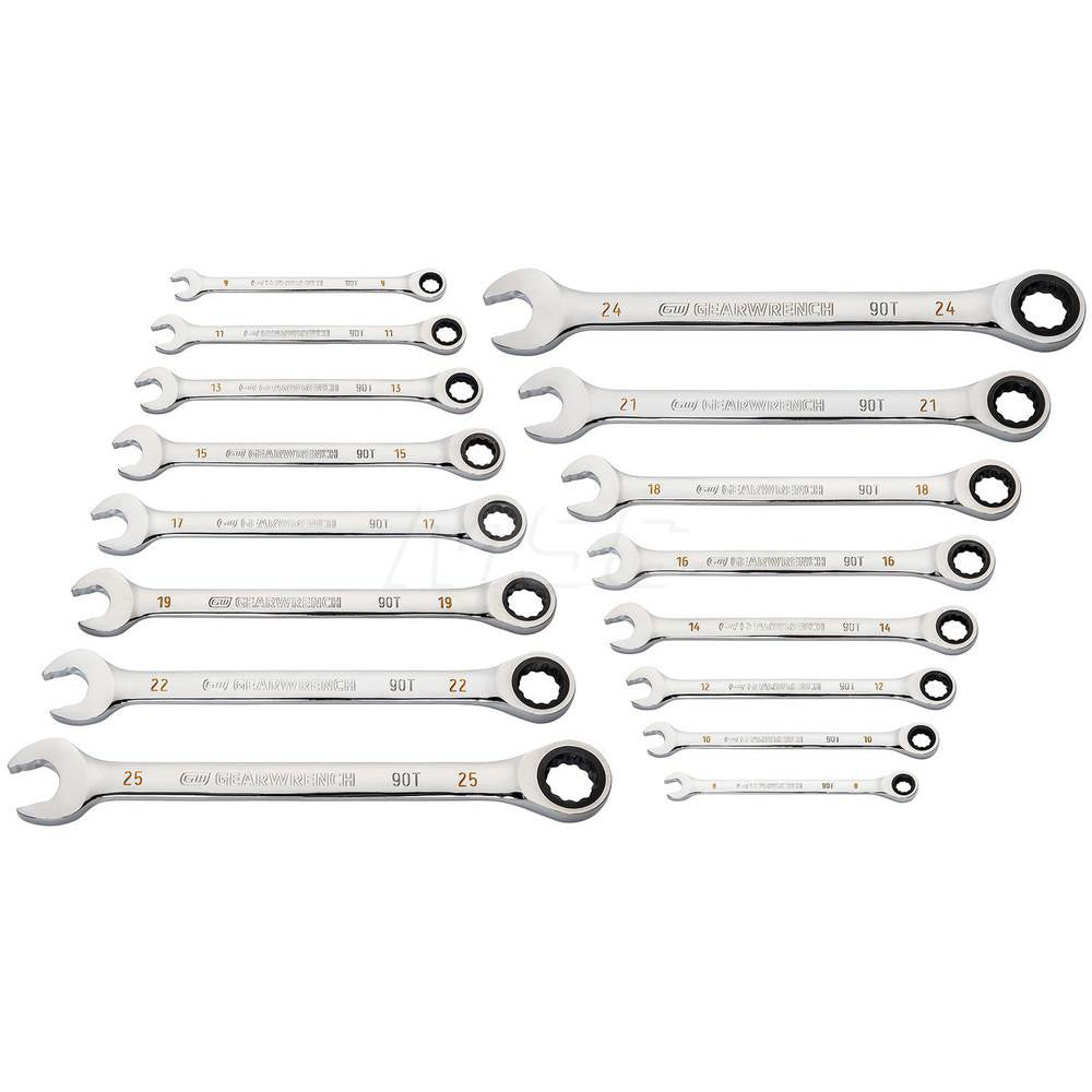 GEARWRENCH 86928 Combination Wrench Set 16 Pc, 8 mm - 25 mm Wrench, Metric