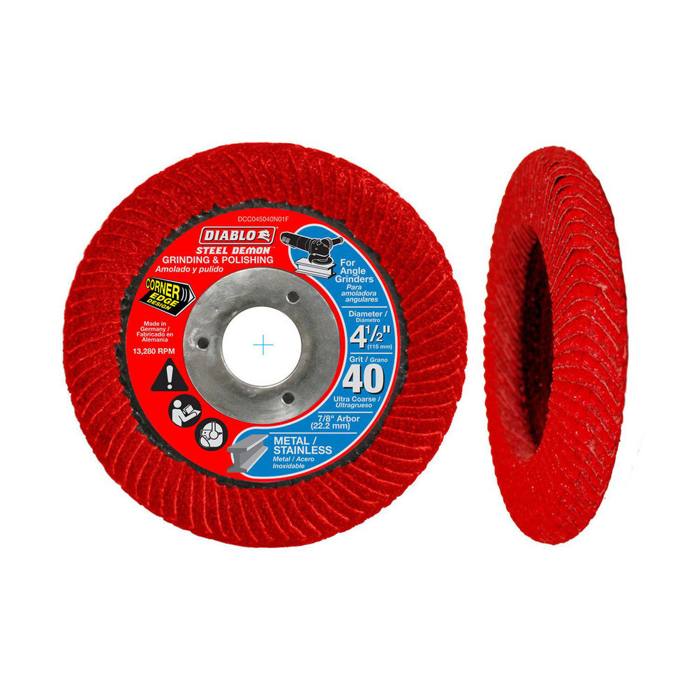 DIABLO DCC045040N01F Flap Disc  4-1/2" Dia, 7/8" Hole, 40 Grit, Zirconia Alumina, Type 29