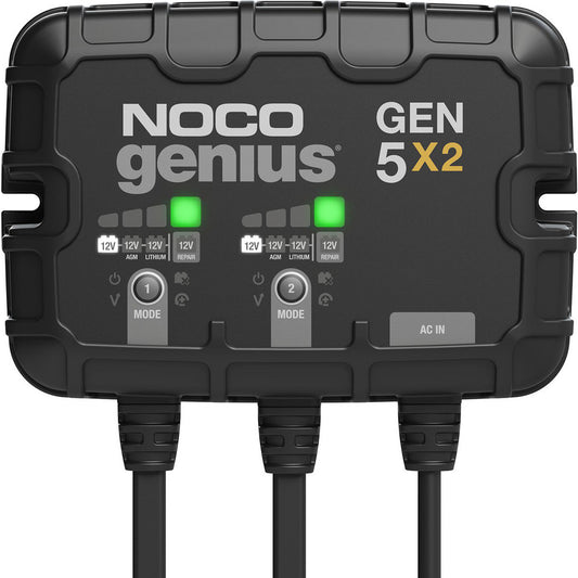 Noco GEN5X2 Automotive Battery Chargers & Jump Starters Battery Charger Type Battery Maintainer Ring Terminal Set  Amperage Rating 10  Voltage 120-240V AC  Overall Width 9  Overall Height 7.20in  Overall Depth 5.39in