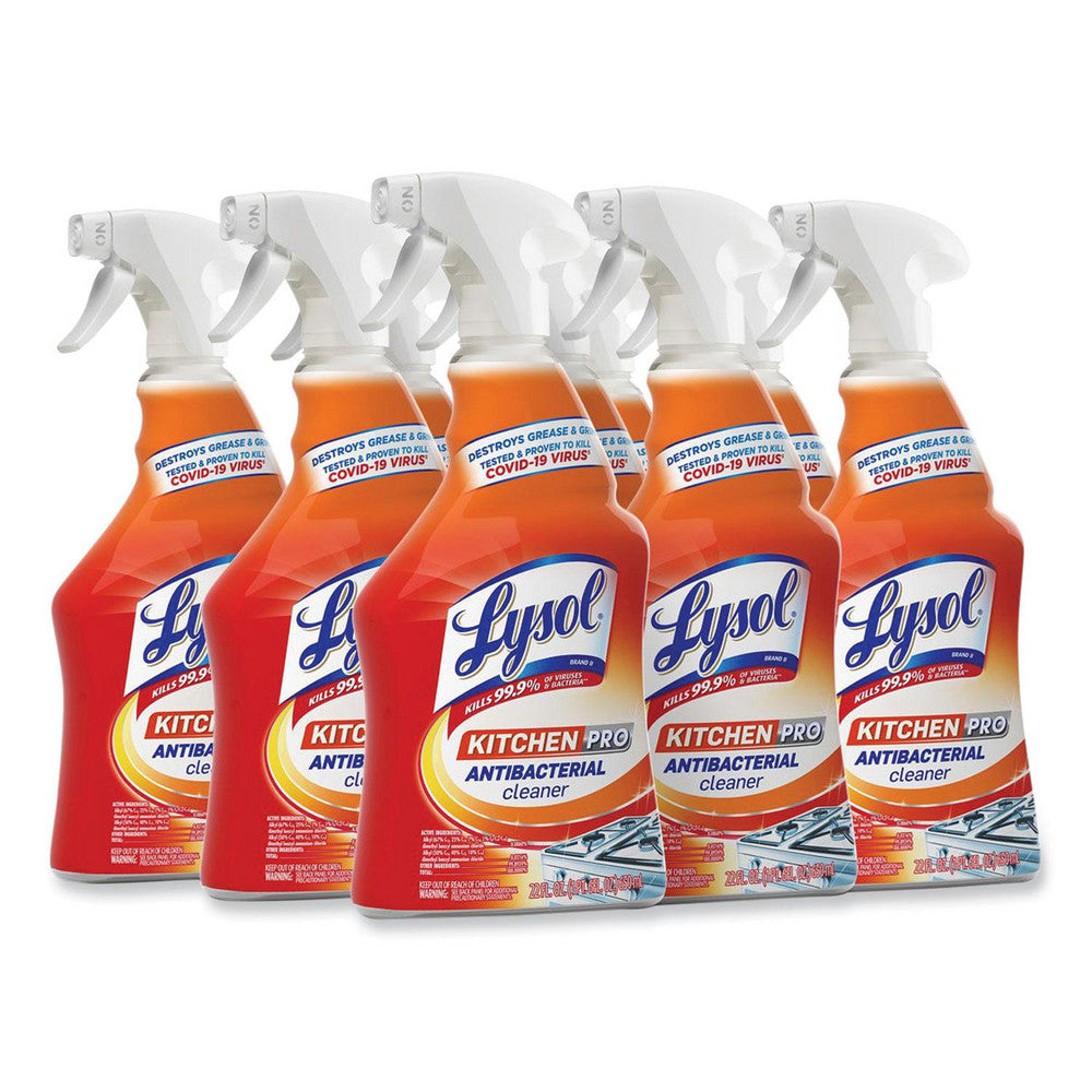 Lysol RAC79556 Kitchen Pro Antibacterial Cleaner, Citrus Scent, 22 oz Spray Bottle, 9/Carton