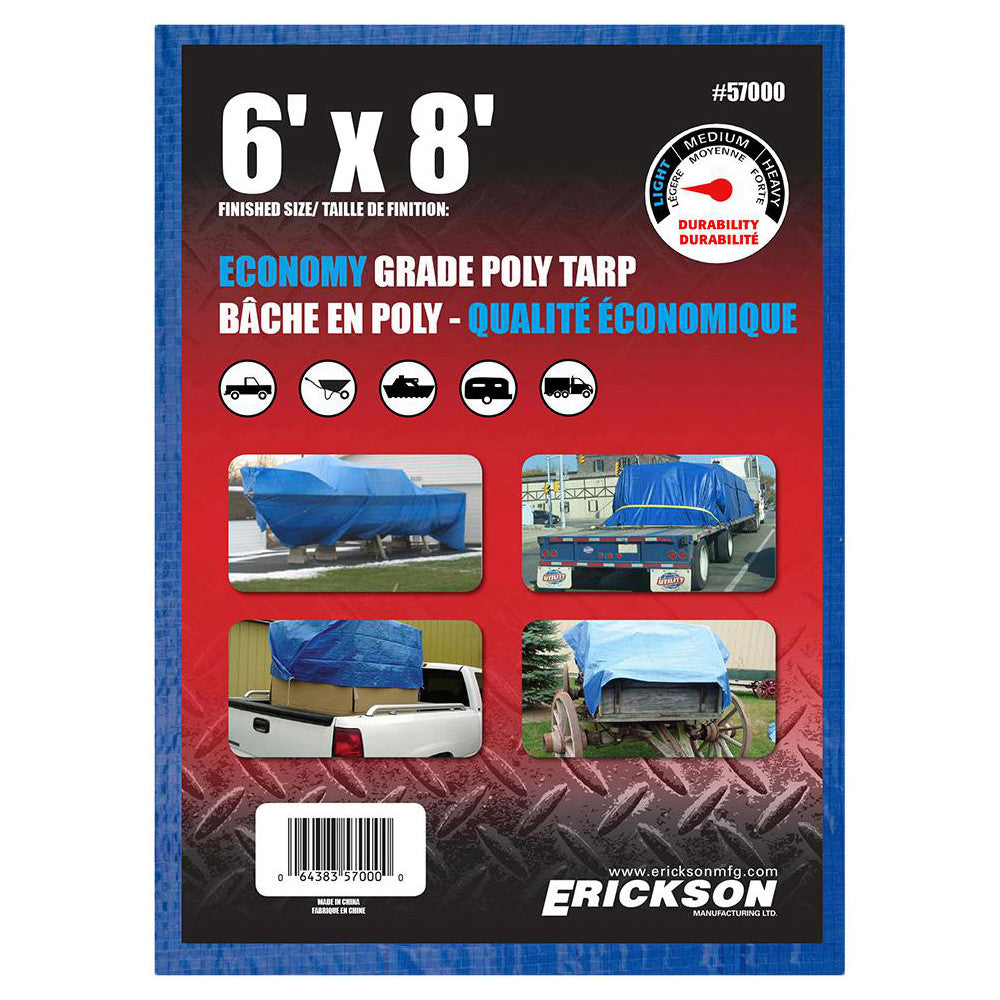 Erickson Manufacturing 57000 Tarp/Dust Cover Blue, Polyethylene, 8' Long x 6' Wide