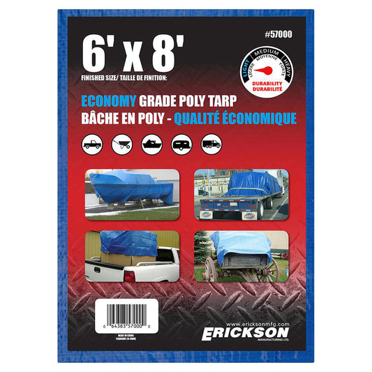Erickson Manufacturing 57000 Tarp/Dust Cover Blue, Polyethylene, 8' Long x 6' Wide