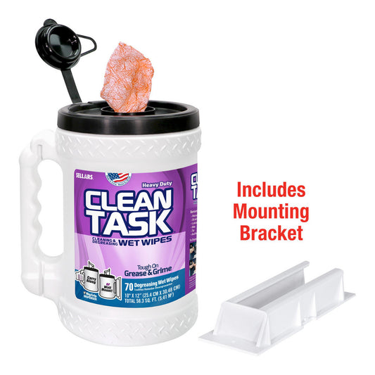 Sellars 90153 CLEAN TASK Degreasing Wipes Wet, 70 Sheets/Bucket, Big Grip Bucket, 12.0" x 10.0", Red