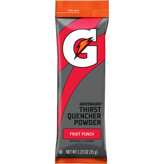 Gatorade 04702 Activity & Sport Drinks Drink Type Activity Drink  Form Powder  Container Yields (oz.) 16.90  Flavor Fruit Punch  Drink Content Features Hydration Electrolytes Single Serve  Container Type Packet