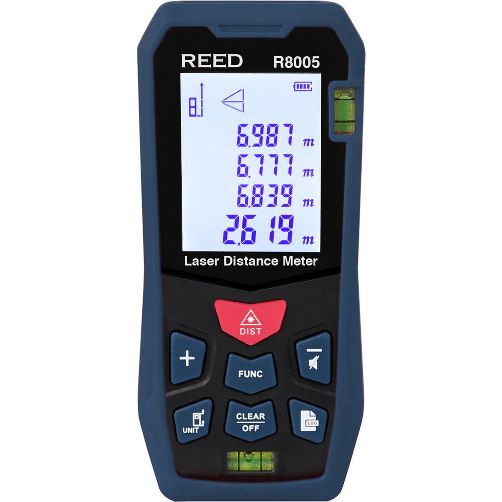 REED Instruments R8005 Laser & Ultrasonic Distance Finders Minimum Distance 0.5 ft Maximum Distance (Meters) 164 ft Maximum Distance (Feet) 164 ft Maximum Distance 164 ft Distance Meter Functions Continuous Measurement Laser Pointer Mode Addition Area Subtraction