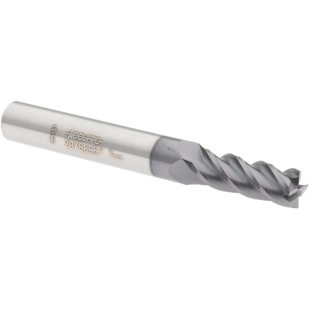 Accupro 29768967 Square End Mill 7.00 mm Dia, 19.00 mm LOC, 4 Flute, Solid Carbide