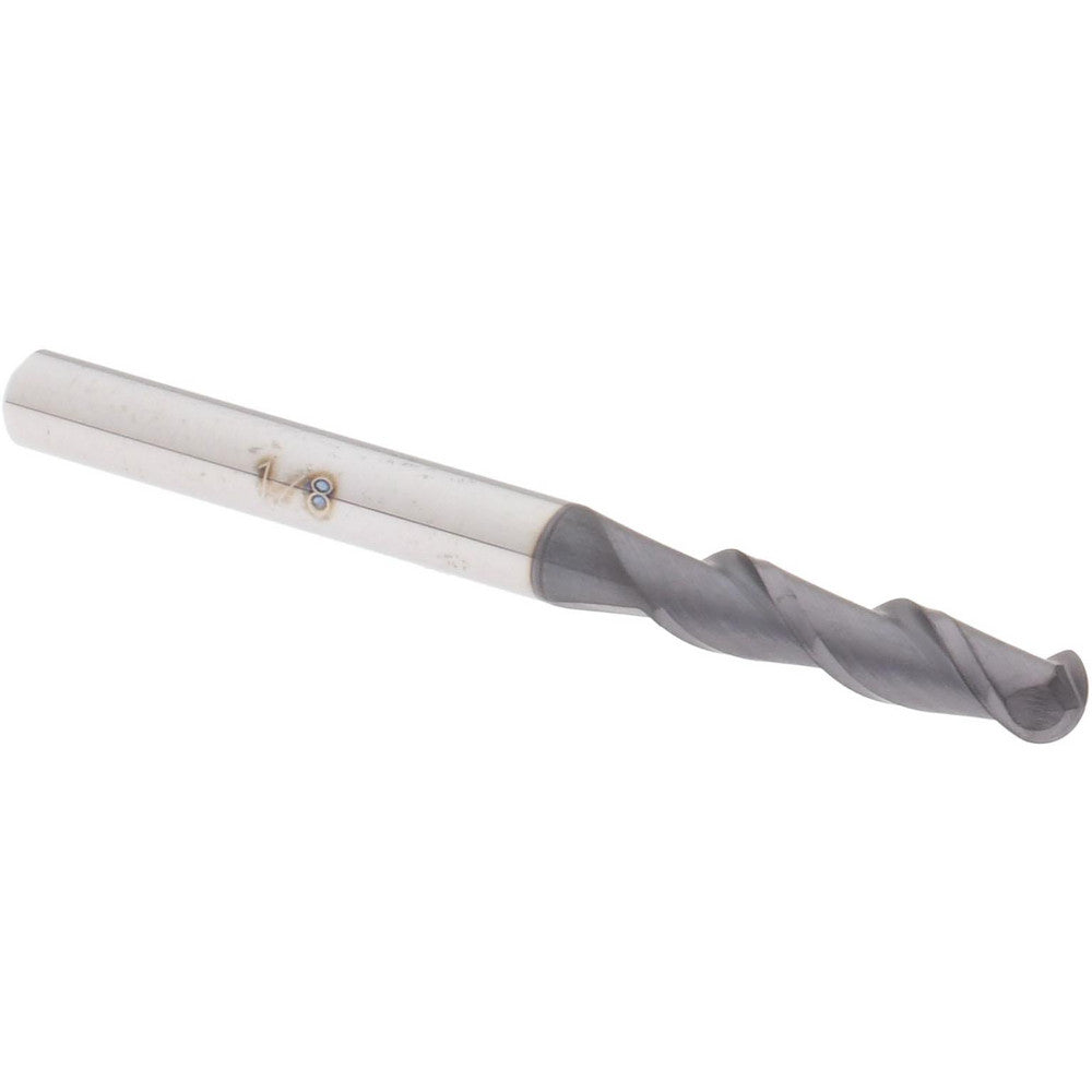 Accupro 29769130 Ball End Mill 0.125" Dia, 0.5" LOC, 2 Flute, Solid Carbide