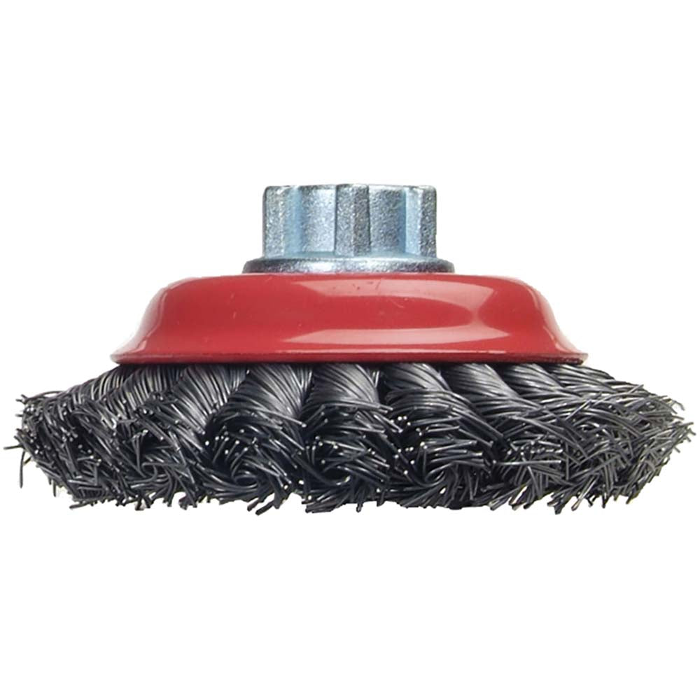 Norton 66252833483 Cup Brush 4" Dia, 0.02" Wire Dia, Carbon Steel, Knotted