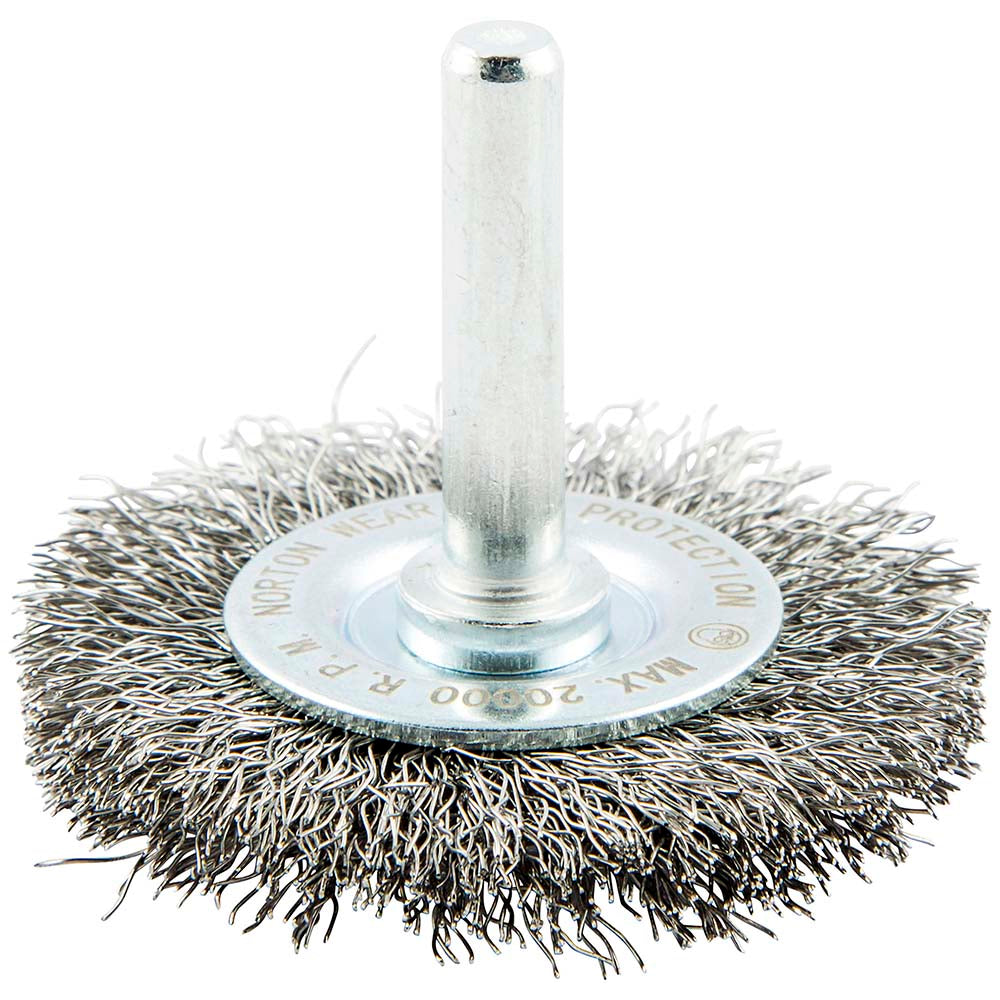 Norton 66252839029 Wheel Brush 2" Wheel Dia, 3/8" Face Width, 0.0060" Wire Dia, Crimped