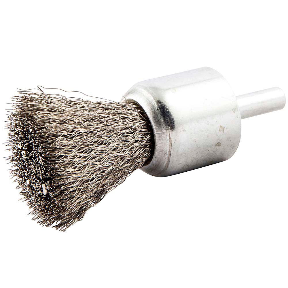 Norton 66252838838 End Brushes 1" Dia, Stainless Steel, Crimped Wire