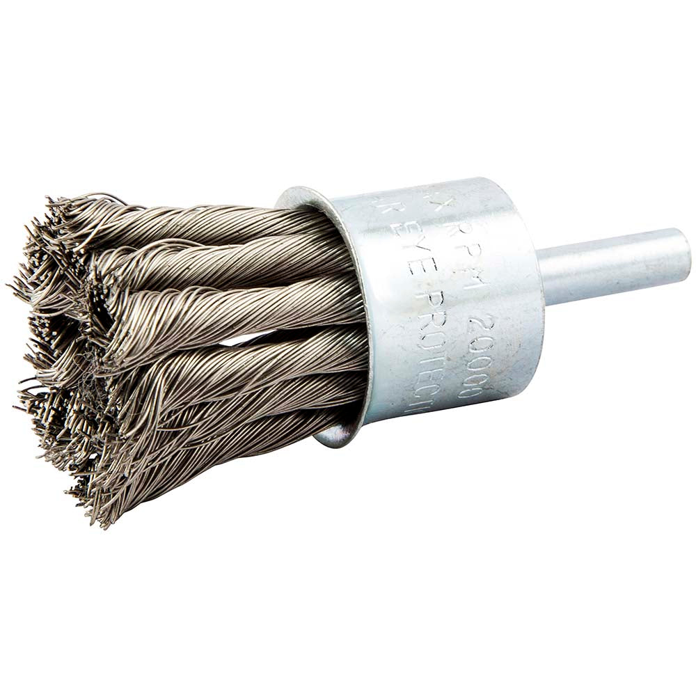 Norton 66252838887 End Brushes 1" Dia, Stainless Steel, Knotted Wire
