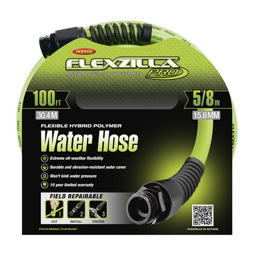 Legacy HFZWP5100 Garden Hose 5/8" Dia, 100 ft, 3/4" GHT Thread, Green, Hybrid Polymer, 150 psi