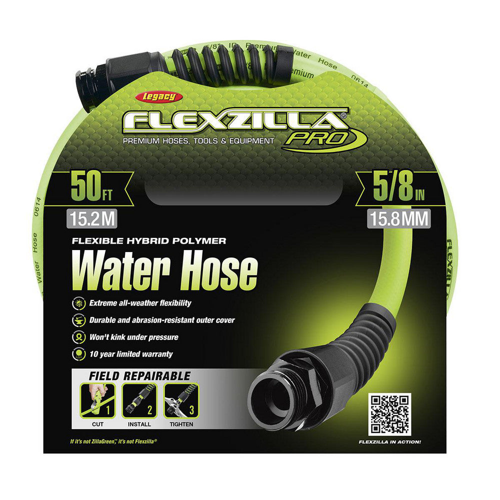 Legacy HFZWP550 Garden Hose 5/8" Dia, 50 ft, 3/4" GHT Thread, Green, Hybrid Polymer, 150 psi