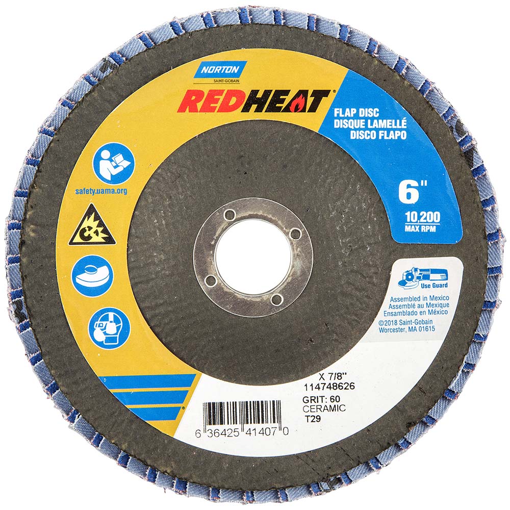 Norton 63642541407 Flap Disc 7/8" Hole, 60 Grit, Ceramic Alumina, Type 29