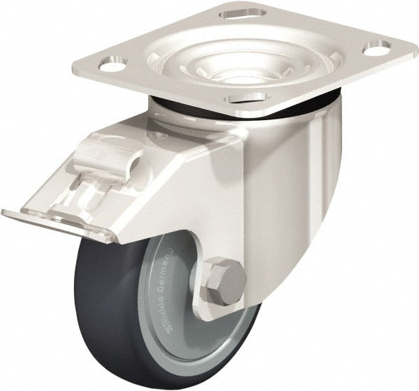 Blickle 910462 Swivel Top Plate Caster Rubber, 4" Wheel Dia, 1-1/4" Wheel Width, 220 lb Capacity, 5-1/8" OAH