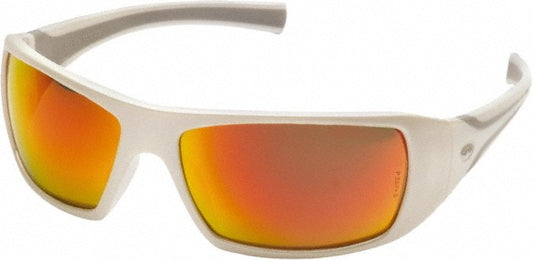 PYRAMEX SW5655D Safety Glass Scratch-Resistant, Polycarbonate, Sky Red Mirror Lenses, Full-Framed, UV Protection