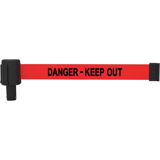 Banner Stakes PL4114 Wall-Mount Retractable Belt Barrier Black & Red, 15' Belt Barrier Length