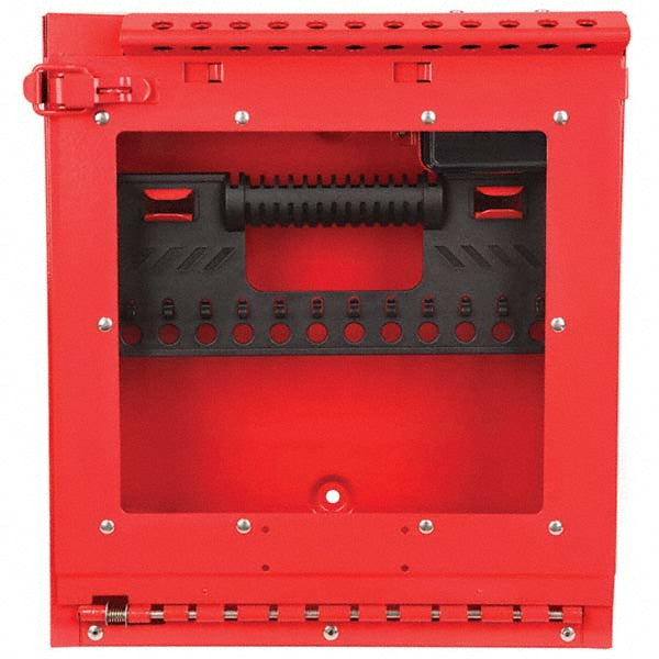 Master Lock S3502 Group Lockout Boxes Portable/Wall Mount Wall Mount  Maximum Number of Padlocks 12  Color Red  Box Material Stainless Steel  Number of Key Hooks 12  Features Wall Mountable