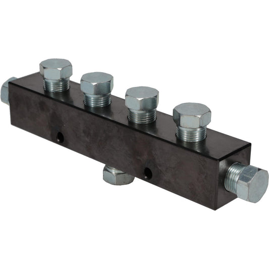 Value Collection PS-MH-HPC1-082 Manifold 3/8" Inlet, 3/8" Outlet, 7 Inlet Ports, 7 Outlet Ports, 7" OAL, 1.25" OAW, 1-1/4" OAH