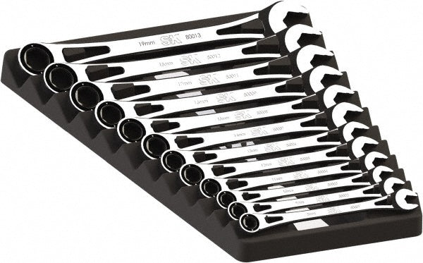 SK 80019 Ratcheting Combination Wrench & Ratcheting Combination Wrench Set 12 Pc, 8 to 19 mm Wrench, Metric