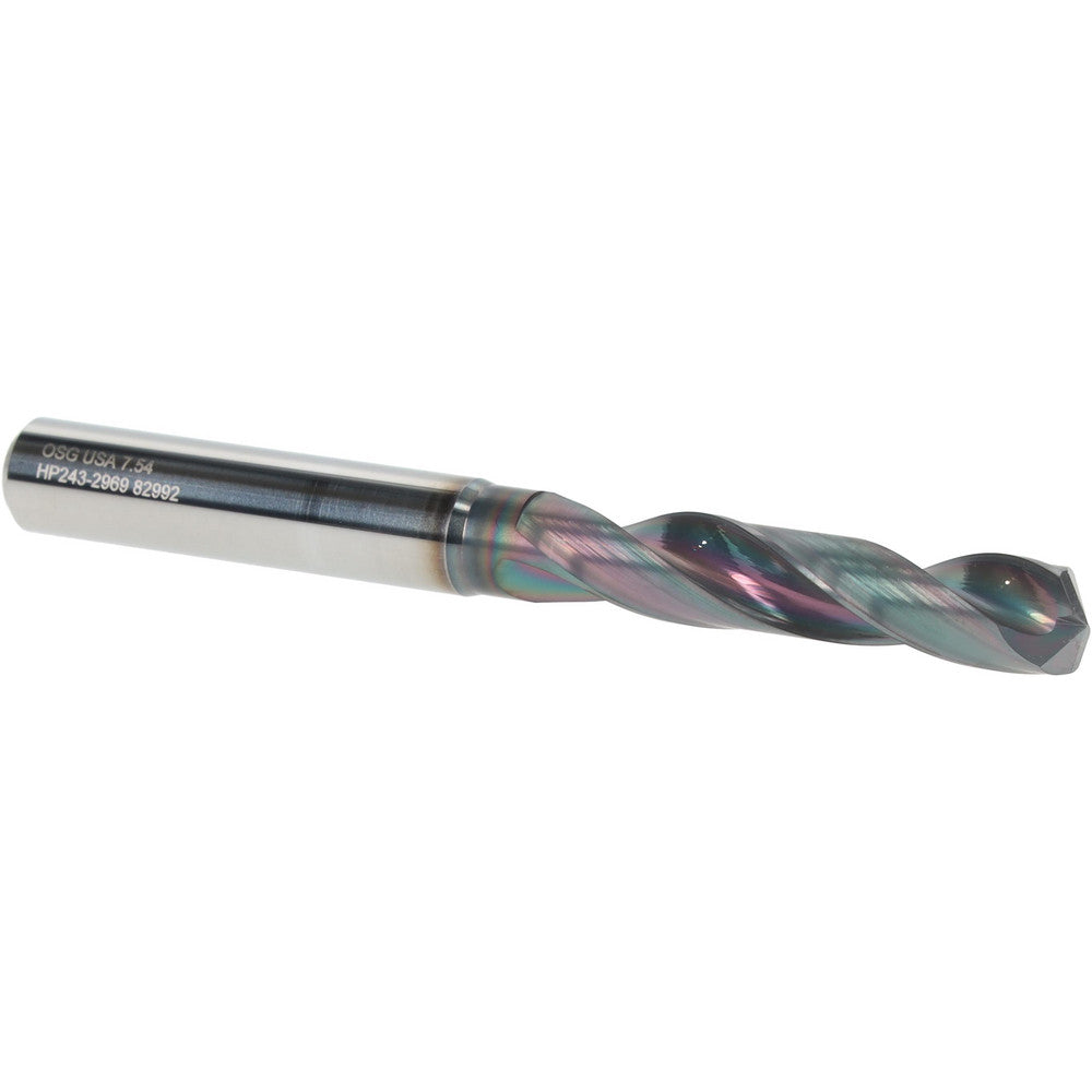 OSG HP243-2969 Screw Machine Length Drill Bit 19/64" Dia, 140 deg Point, Solid Carbide