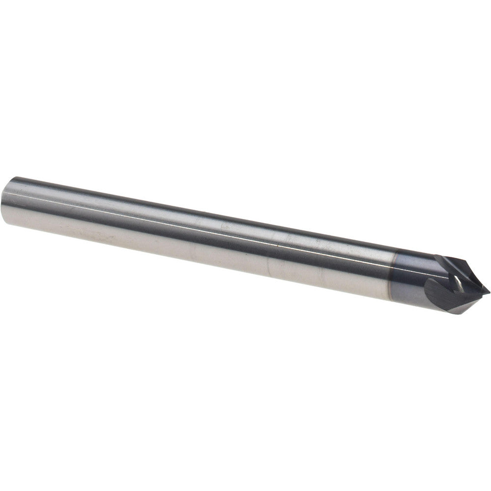 Harvey Tool 859716-C3 Chamfer Mill 1/4" Dia, 1/4" Shank Dia, 90 deg, 4 Flute, Solid Carbide, Single End