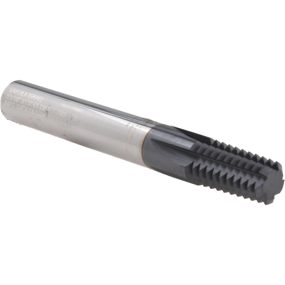 Vargus 100-80190 Straight Flute Thread Mill 1/4-18, External & Internal, 5 Flutes, 5/16" Shank Dia, Solid Carbide