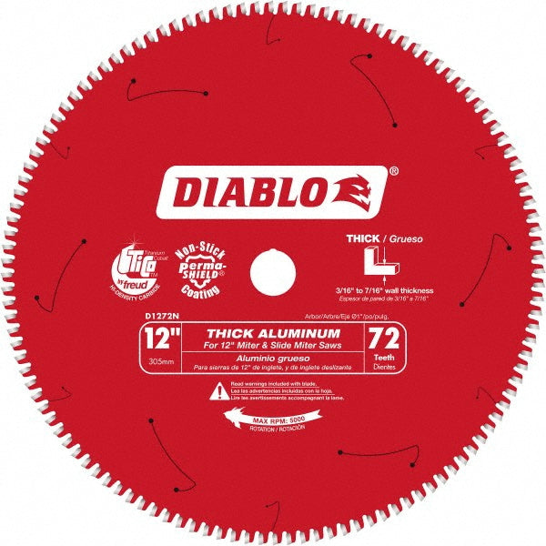 DIABLO D1272N Wet & Dry Cut Saw Blade 12" Dia, 1" Arbor Hole, 72 Teeth